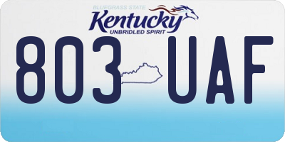 KY license plate 803UAF