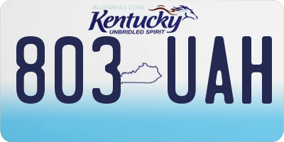 KY license plate 803UAH