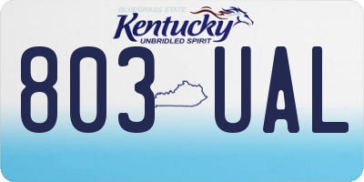 KY license plate 803UAL