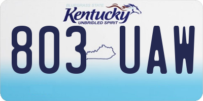 KY license plate 803UAW