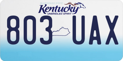 KY license plate 803UAX