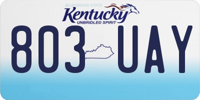 KY license plate 803UAY