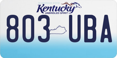 KY license plate 803UBA