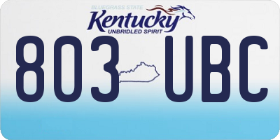 KY license plate 803UBC