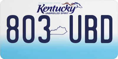 KY license plate 803UBD
