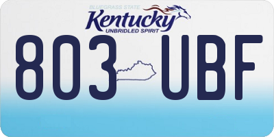 KY license plate 803UBF