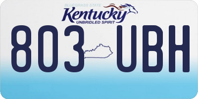 KY license plate 803UBH
