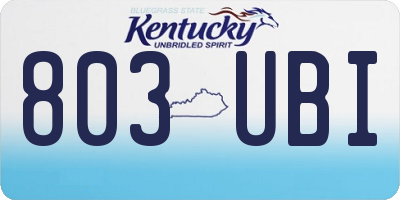 KY license plate 803UBI