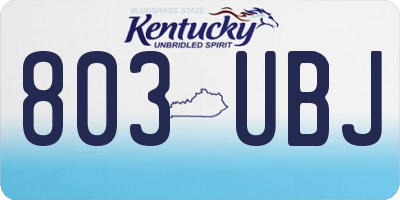KY license plate 803UBJ
