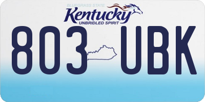 KY license plate 803UBK