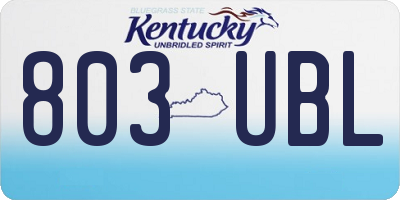 KY license plate 803UBL
