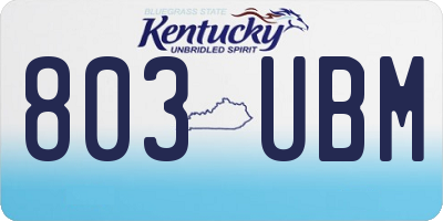 KY license plate 803UBM