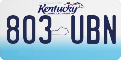 KY license plate 803UBN