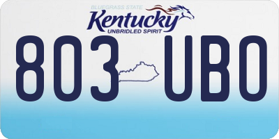 KY license plate 803UBO