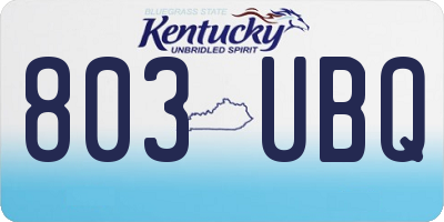 KY license plate 803UBQ