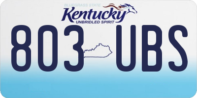 KY license plate 803UBS