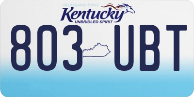 KY license plate 803UBT