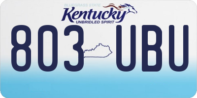 KY license plate 803UBU