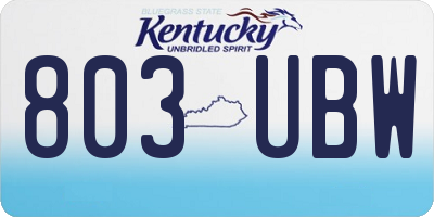 KY license plate 803UBW