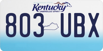 KY license plate 803UBX