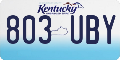 KY license plate 803UBY