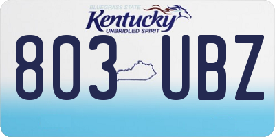 KY license plate 803UBZ