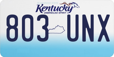 KY license plate 803UNX