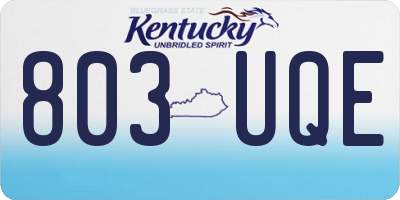 KY license plate 803UQE