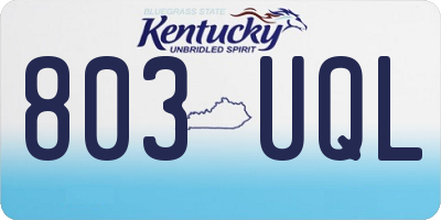 KY license plate 803UQL