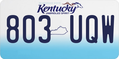 KY license plate 803UQW