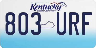 KY license plate 803URF