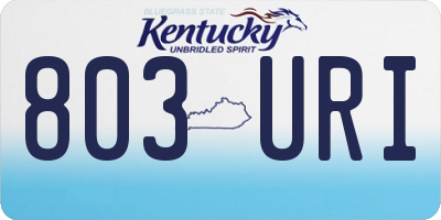 KY license plate 803URI