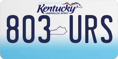 KY license plate 803URS