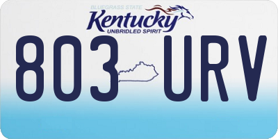 KY license plate 803URV