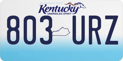 KY license plate 803URZ