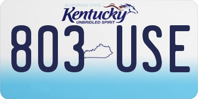 KY license plate 803USE