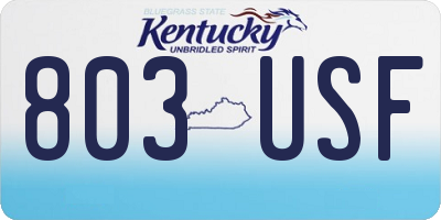 KY license plate 803USF