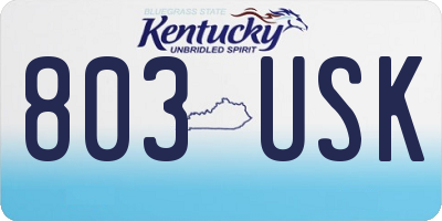 KY license plate 803USK