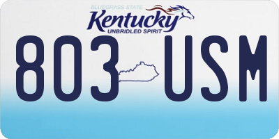 KY license plate 803USM