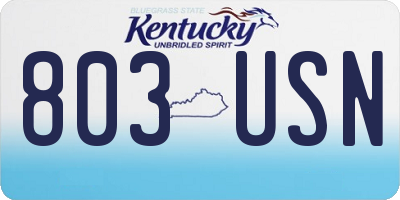 KY license plate 803USN