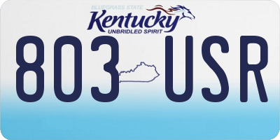 KY license plate 803USR