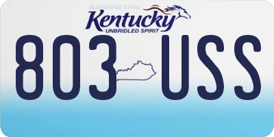 KY license plate 803USS
