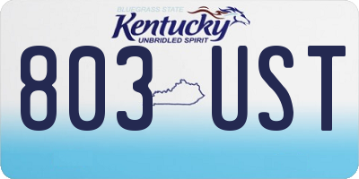 KY license plate 803UST