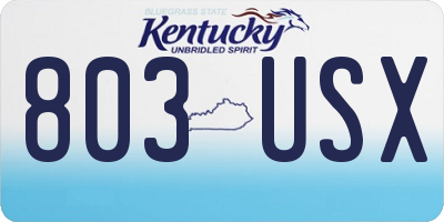 KY license plate 803USX