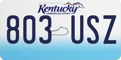 KY license plate 803USZ