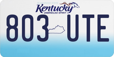 KY license plate 803UTE