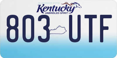 KY license plate 803UTF