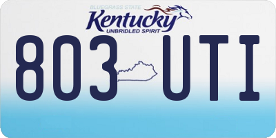 KY license plate 803UTI