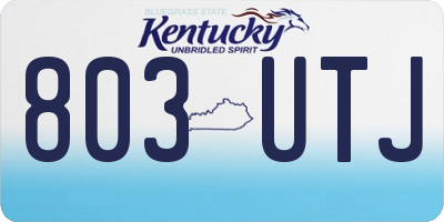 KY license plate 803UTJ
