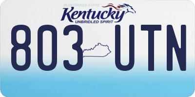 KY license plate 803UTN